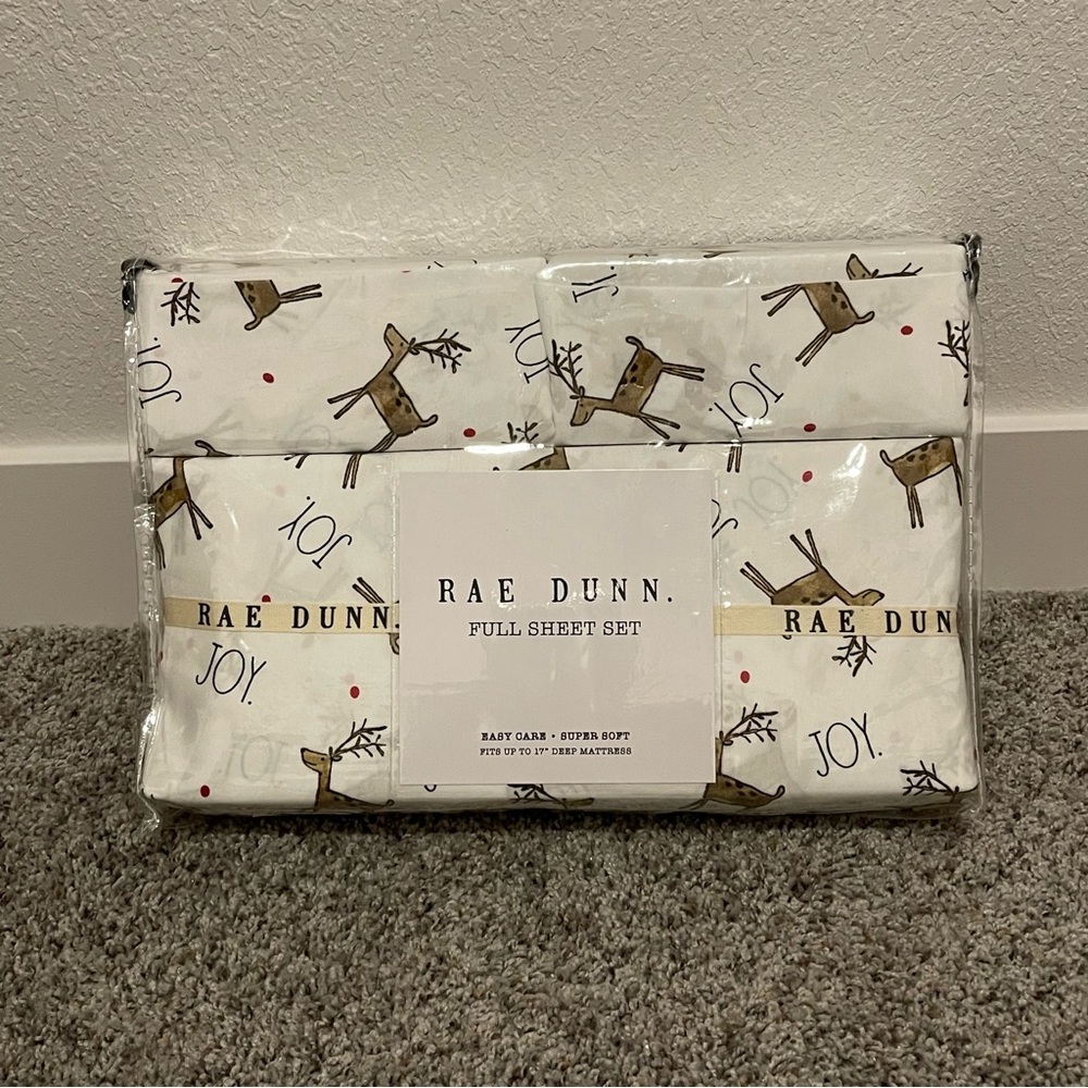 RAE DUNN CHRISTMAS REINDEER FULL SIZE SHEET SET